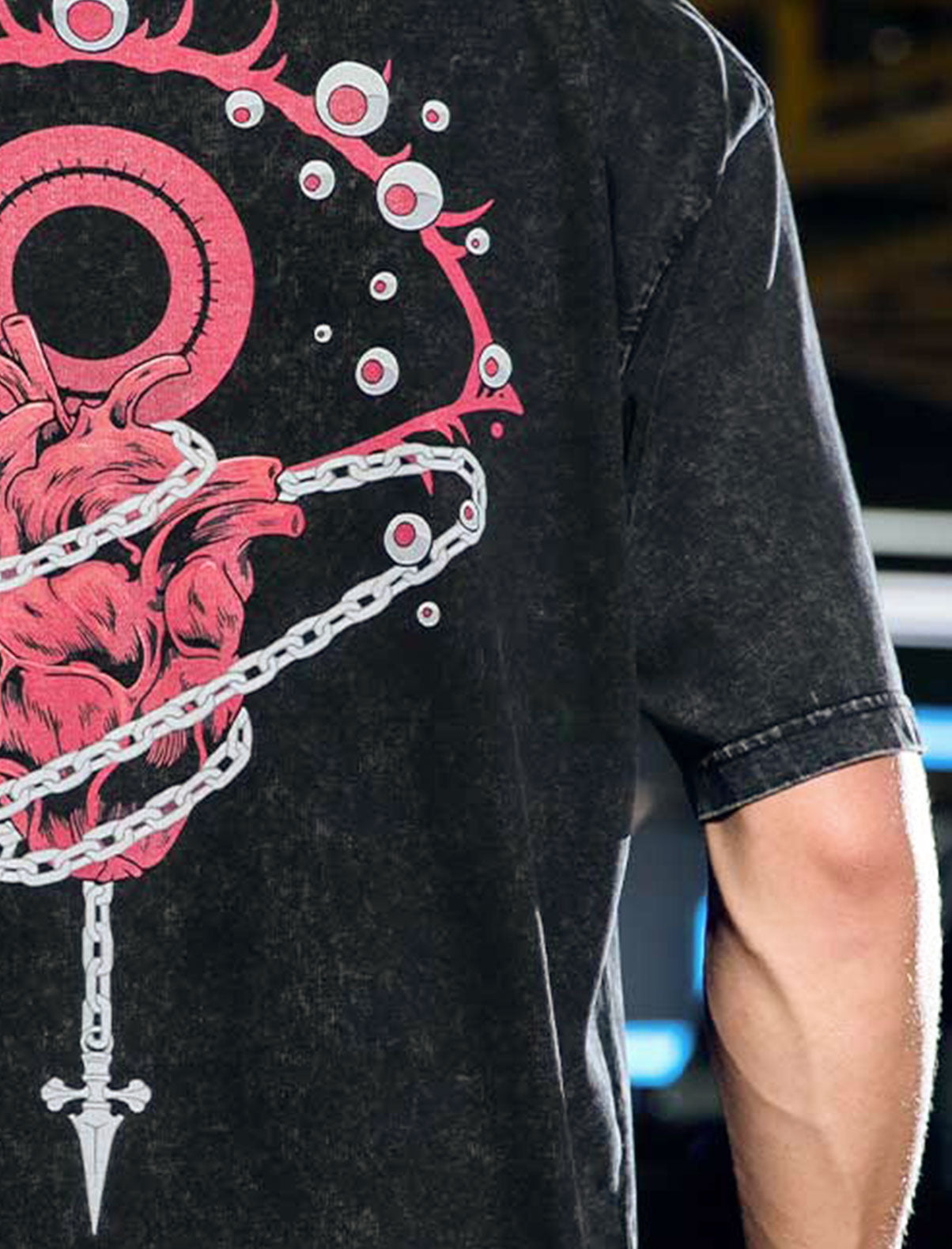 "CHAINED VISION" - Hunter X Hunter Anime Vintage / Acid Washed Oversized T-Shirts