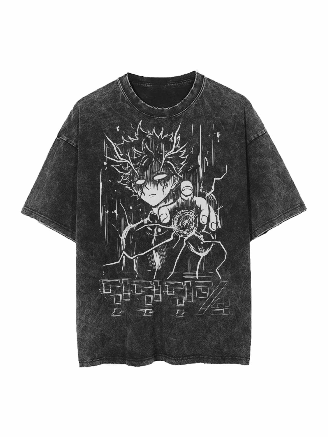 Anime - Streetwear - "PSYCHIC SURGE" - ShigeYama - Mob Psycho Anime Vintage / Acid Washed Oversized T-Shirt - Alpha Weebs