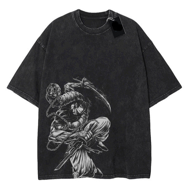 "SUPREME KILLER" - Toji Fushiguro - JJK Anime Vintage / Acid Washed Oversized T-Shirts | V-2
