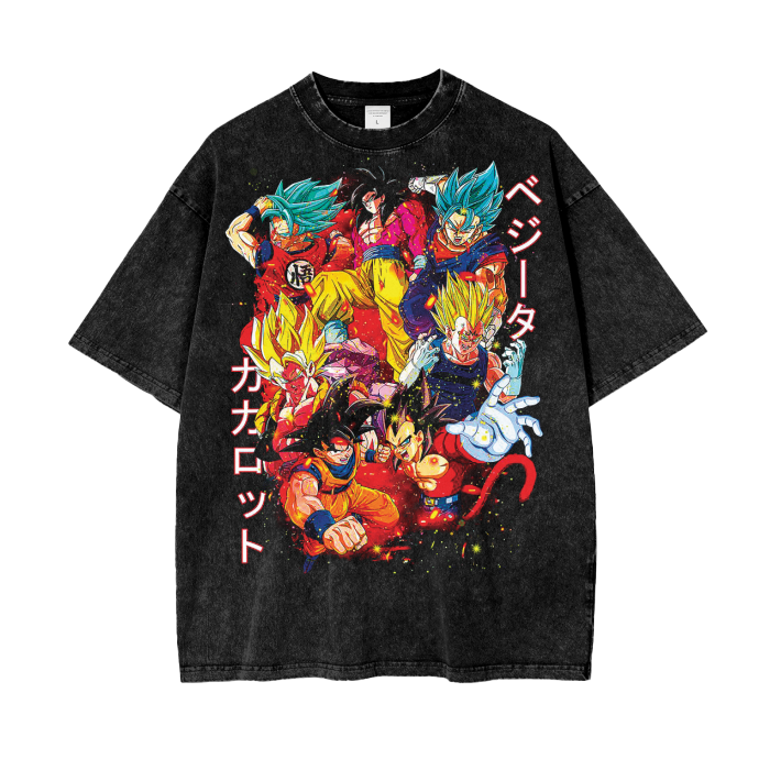 "Z- FIGHTERS" - DB Series Anime Saiyan Legend Oversized Vintage / Acid Washed T-Shirts