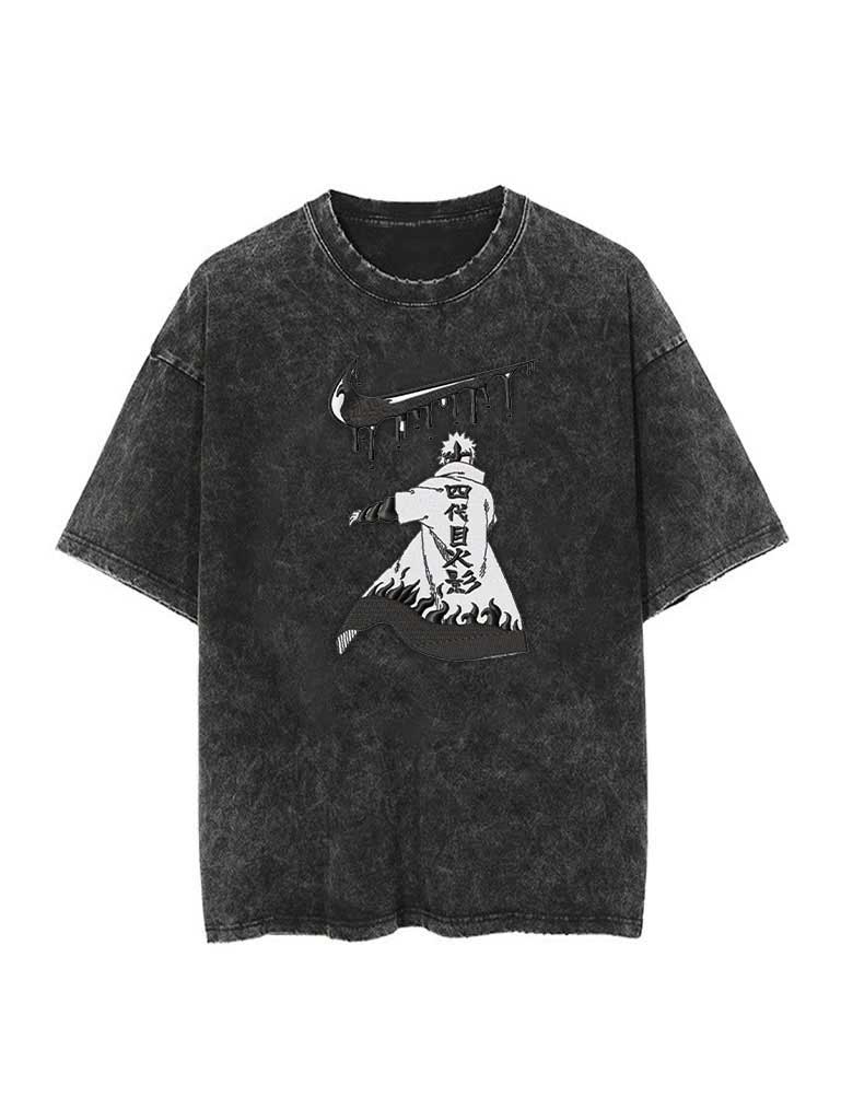 "FLASH DRIP" -  Minato Namikaze - Leaf Ninja Anime Vintage / Acid Washed T-Shirt
