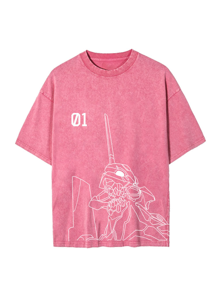 "E.V.A. READY" - Evangelion Unit 01 - Neon Genesis Anime Vintage / Acid Washed Oversized T-Shirt