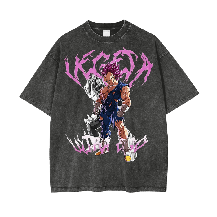 "EGO" - DB Z  Anime Saiyan Prince Oversized Vintage / Acid Washed T-Shirts