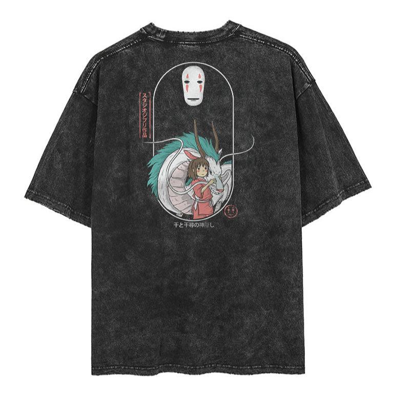 "COURAGE OF ADVENTURES" - Chihiro - Spirited Away Vintage / Acid Washed Oversized T-Shirts