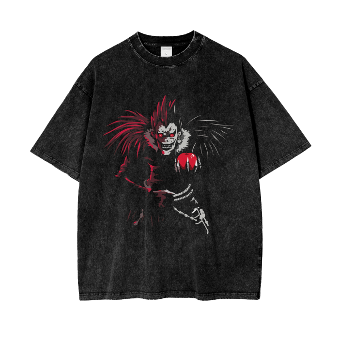 "FRIEND" - D Note Anime Vintage / Acid Washed Ryuk Oversized T-Shirt