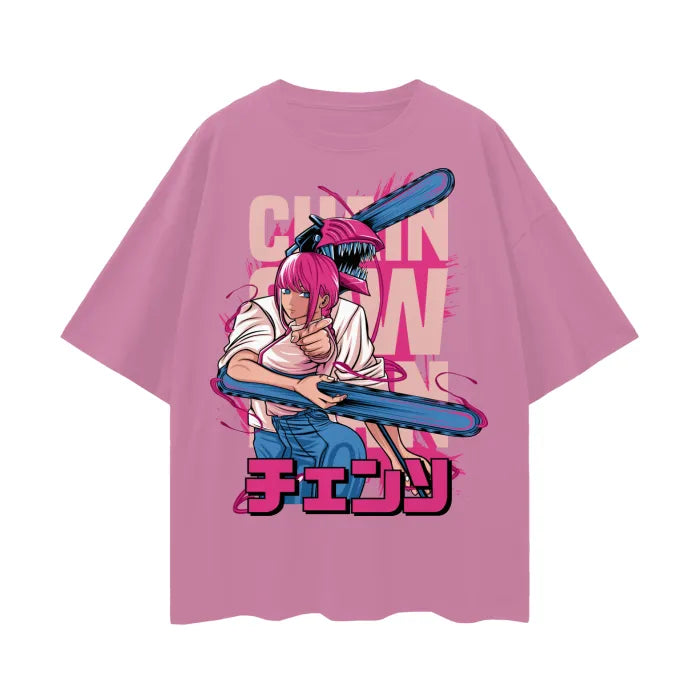 Anime - Streetwear - "DEVIL DOG" - Denji - Chainsaw Man Anime Oversized T-Shirt - Alpha Weebs
