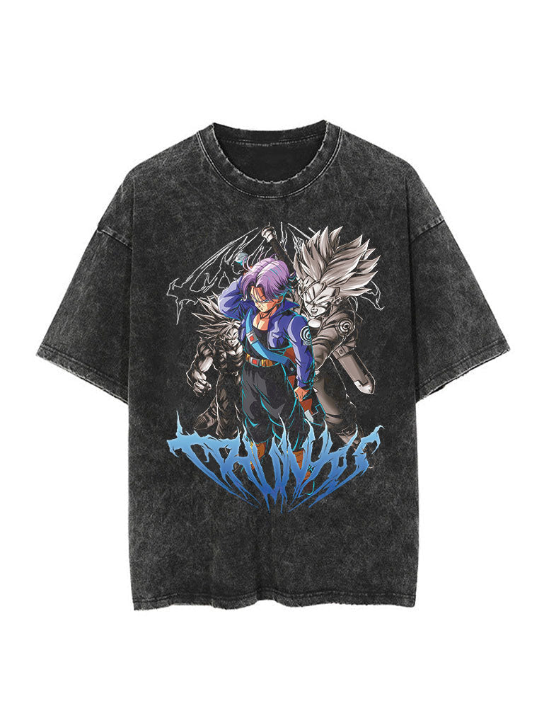"LAST HOPE" - Future Trunks  -  DB Series Z Anime Vintage / Acid Washed Oversized T-Shirts