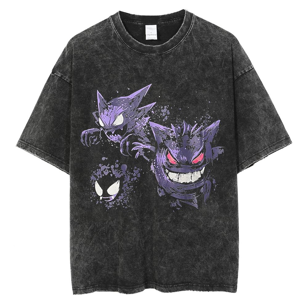 "GHOST" - Oversized Pocket Monsters Anime Vintage / Acid Washed T-shirt | 2 Options