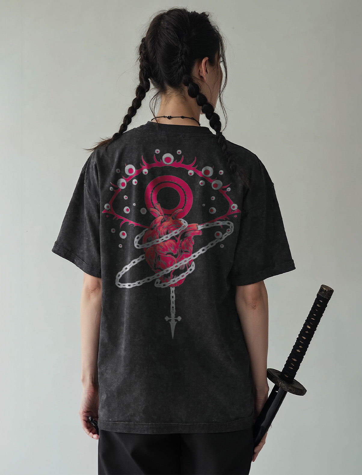 "CHAINED VISION" - Hunter X Hunter Anime Vintage / Acid Washed Oversized T-Shirts
