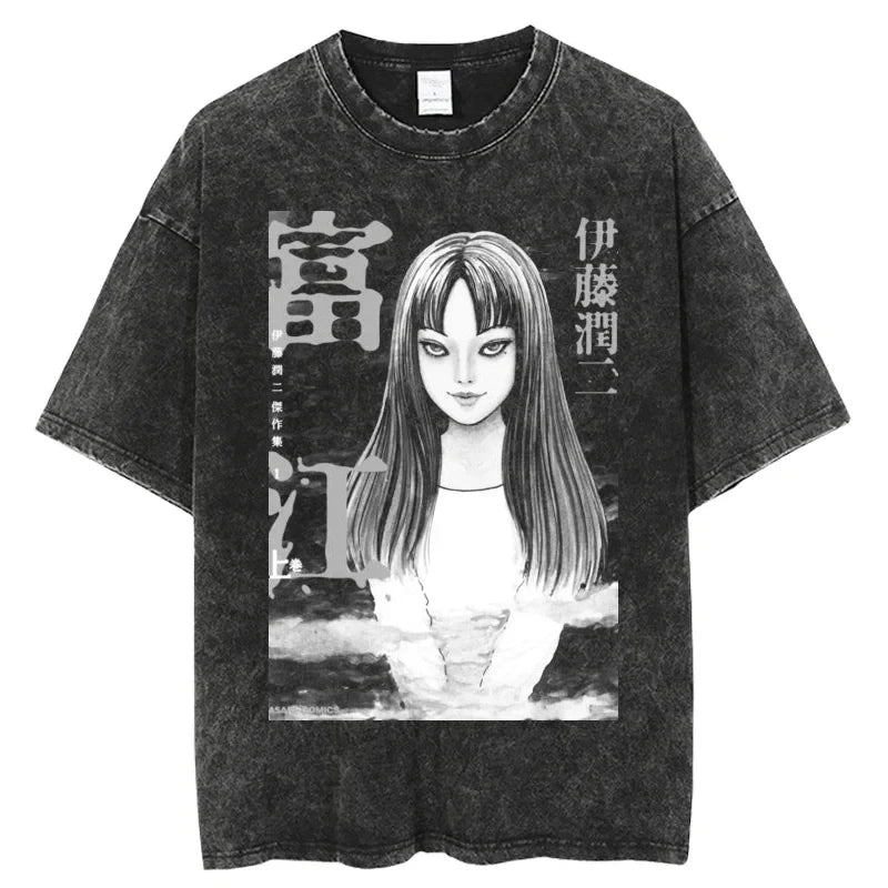 "DISTRESSED" - Tomie Kawakami - Junji Ito Anime Vintage \ Acid Washed T-Shirt
