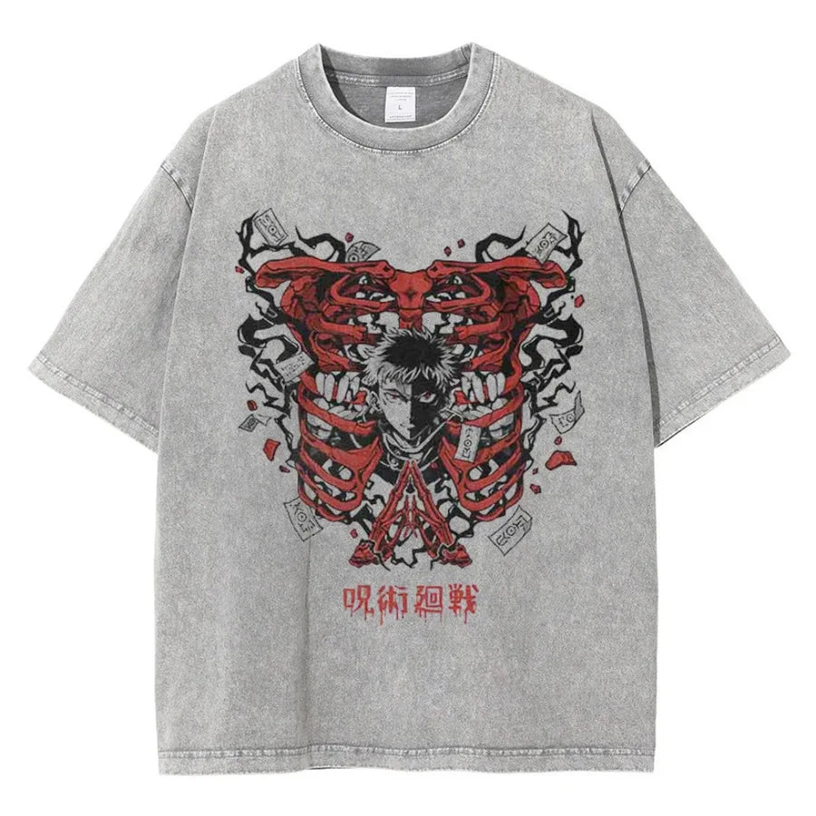 "SPIRIT" - King Of Curses - JJK Anime Vintage \ Acid Washed T-Shirt