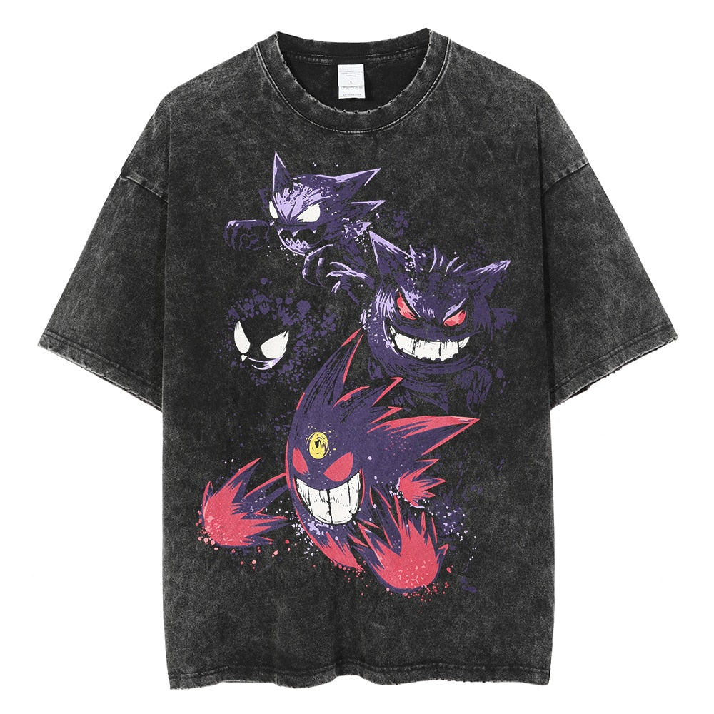 "GHOST" - Oversized Pocket Monsters Anime Vintage / Acid Washed T-shirt | 2 Options