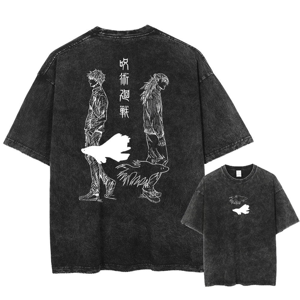 Anime - Streetwear - "LIGHT & SHADOW" - GoSugu - Jujutsu Kaisen Anime Oversized Vintage / Acid T-Shirt - Alpha Weebs