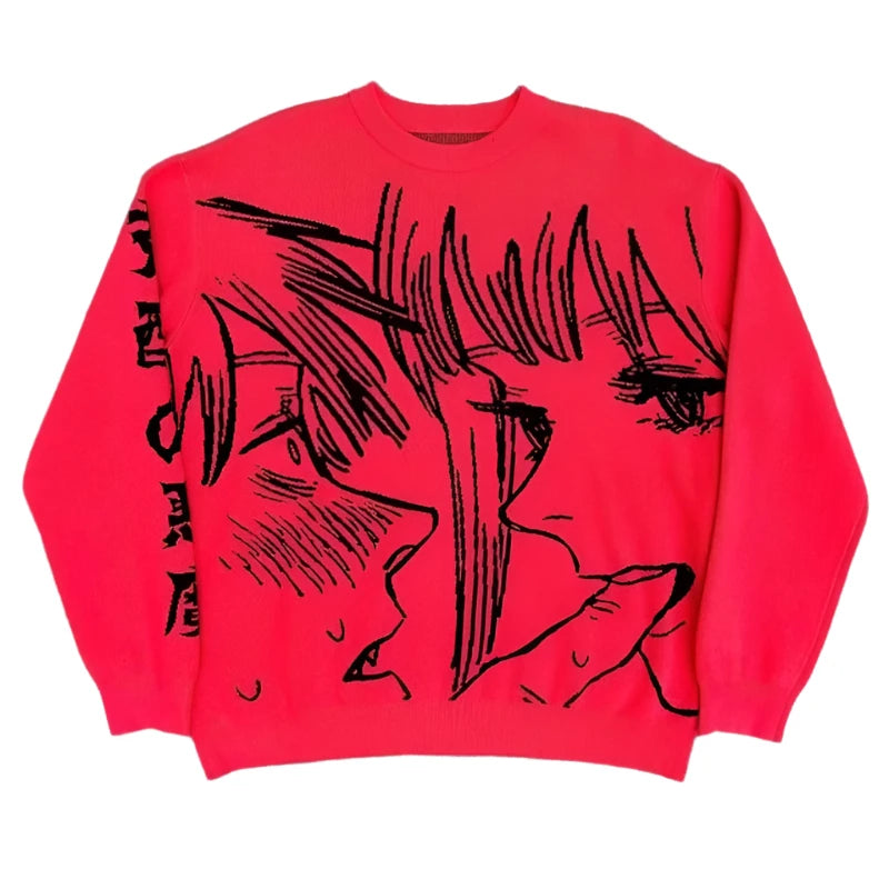 Anime - Streetwear - "CONTROL FREAK" - Makima + Denji - Chainsaw Man Anime Sweater - Alpha Weebs