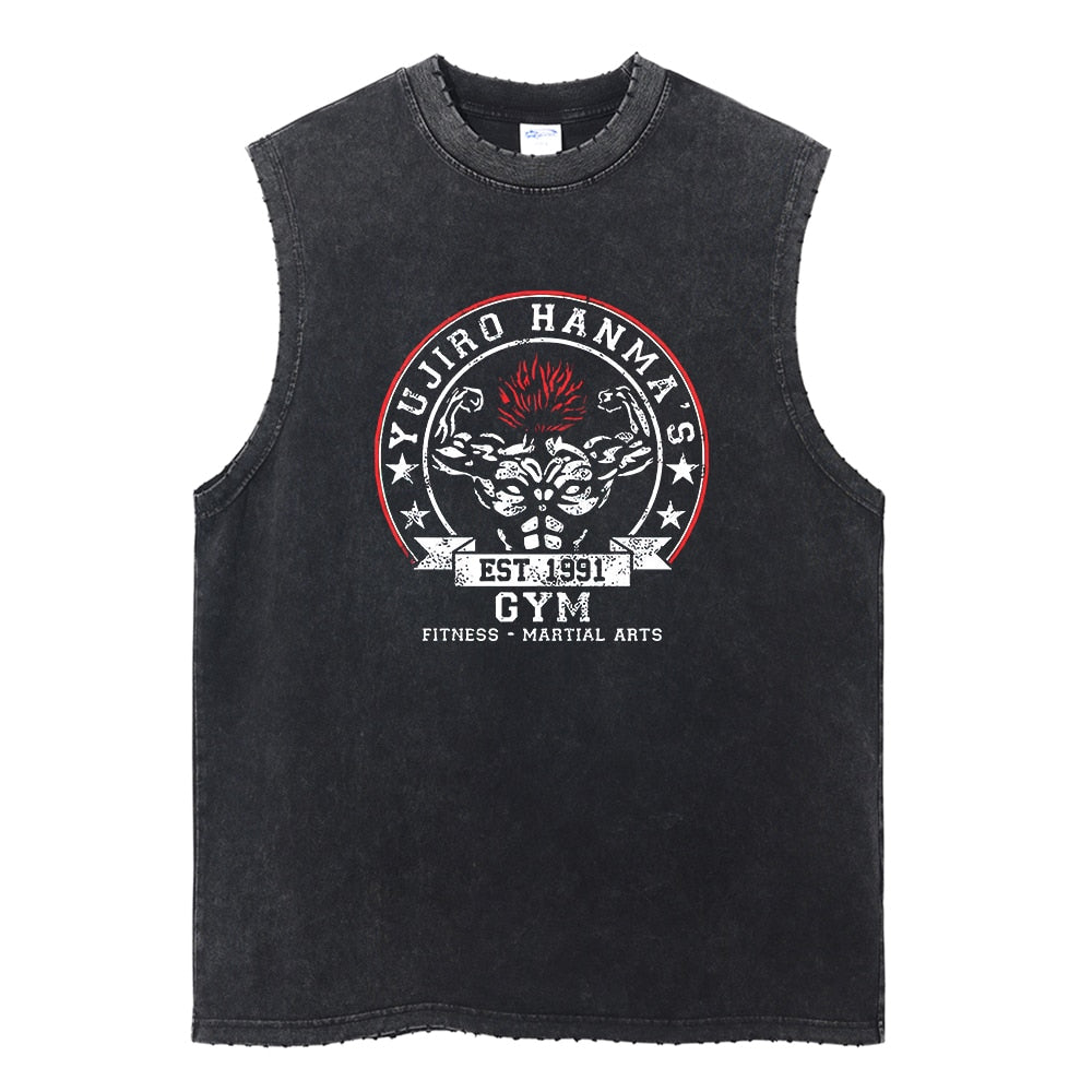 "YUJIRO HANMA'S GYM" - Yujiro Hanma -  Baki the Grappler Anime vintage Washed Tank Top