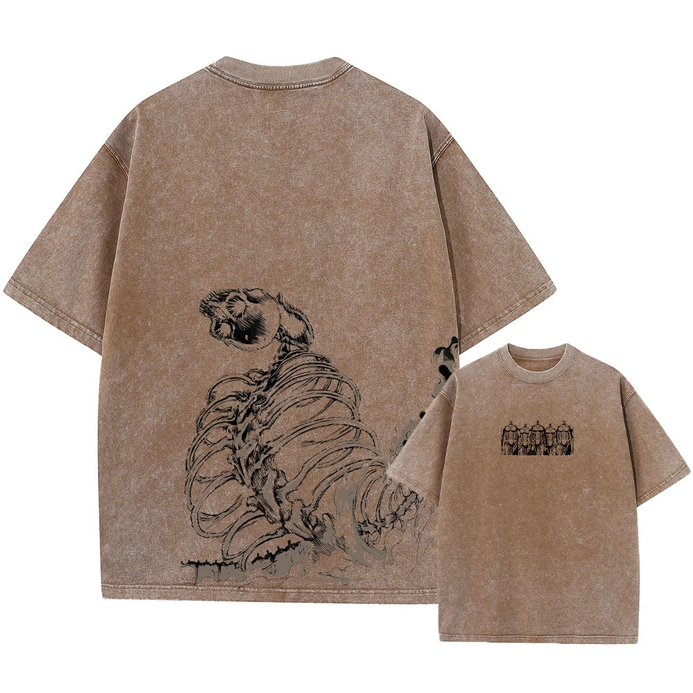 "SKELETAL STUDY" -  Ere-Yea - AOT Anime Vintage \ Acid Washed T-Shirt