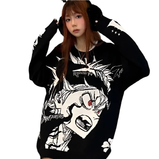 Anime - Streetwear - "ANTI-MAGIC" - Asta Staria - Black Clover Anime Sweater - Alpha Weebs