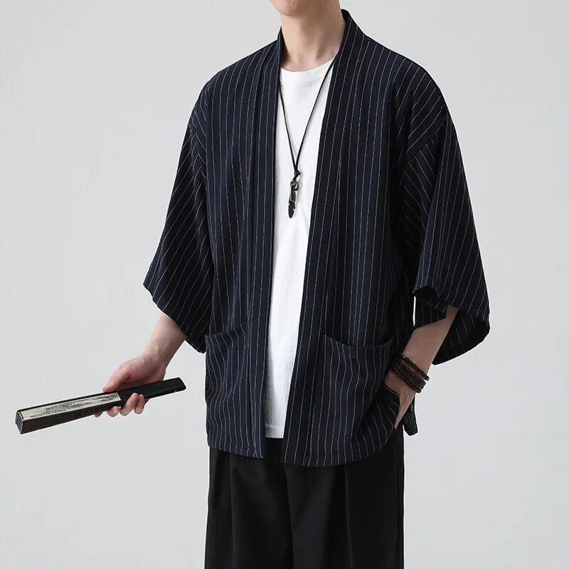 "PINSTRIPE KIMONO" Japanese Streetwear Anime Jacket