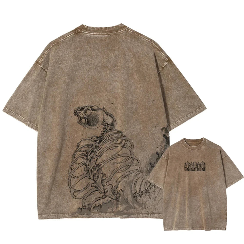 "SKELETAL STUDY" -  Ere-Yea - AOT Anime Vintage \ Acid Washed T-Shirt
