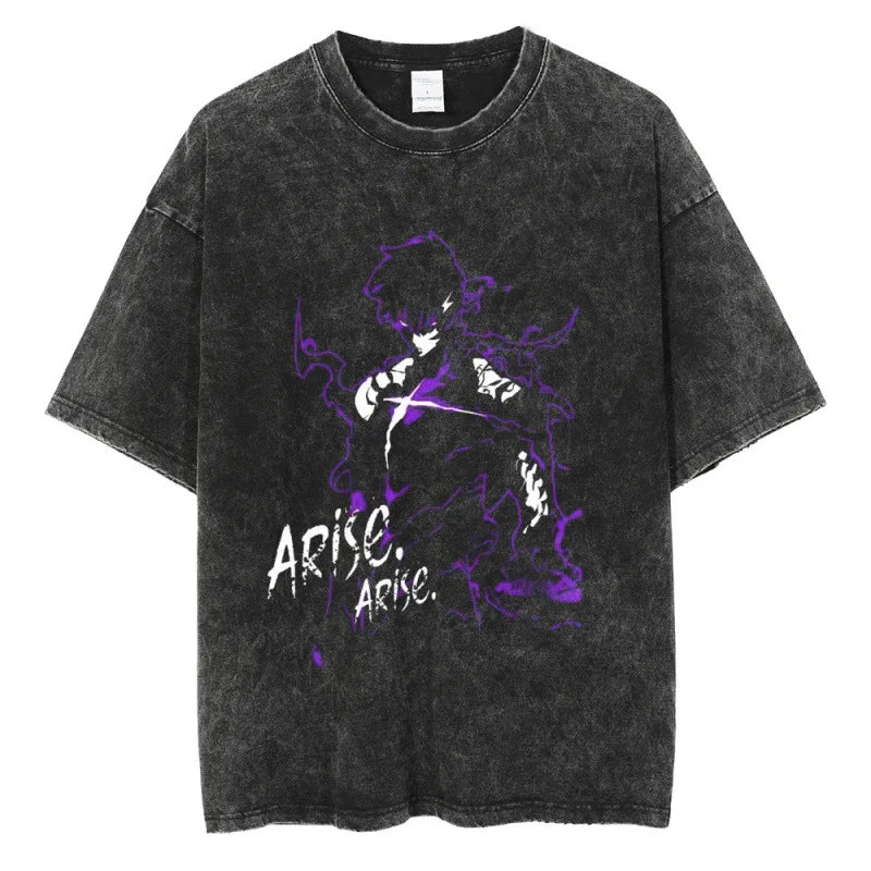"VINTAGE ARISE" - Sung Jinwoo - Solo Leveling Anime Vintage / Acid Washed T-Shirt