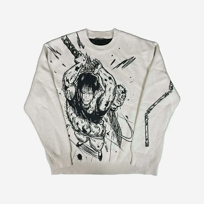 Anime - Streetwear - "ZENIN SLAYER" - Toji Fushiguro - Jujutsu Kaisen Anime Knitted Sweater - Alpha Weebs