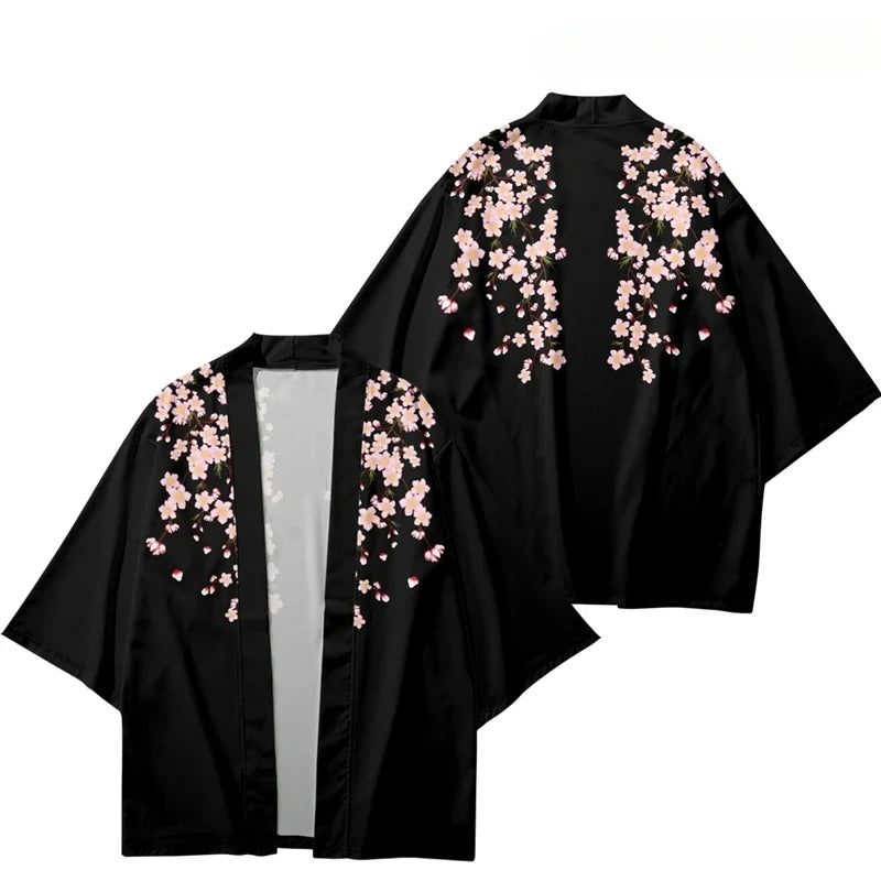 Anime - Streetwear - "HAPPI" - Cherry Blossom Kimono - Japanese Streetwear Anime | 3 Options - Alpha Weebs