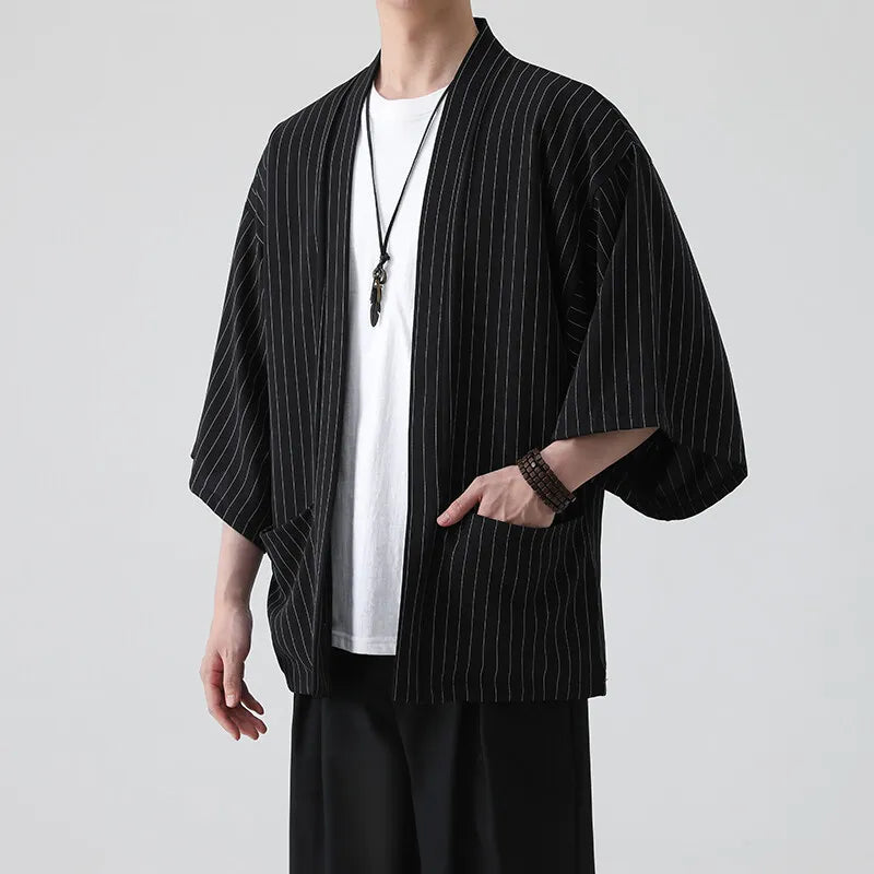 "PINSTRIPE KIMONO" Japanese Streetwear Anime Jacket