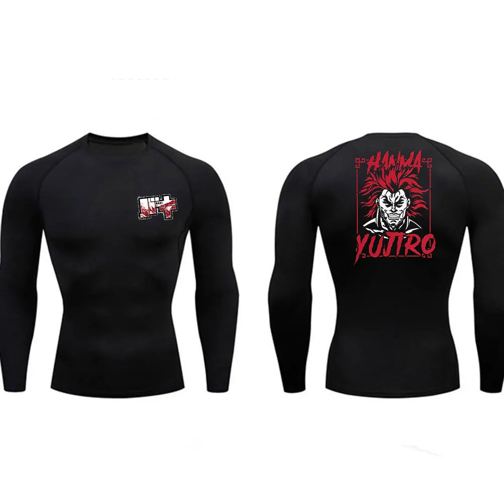 Anime - Streetwear - "DADDY HANMA" - Baki Anime Gym Compression Fit Long-Sleeve T-Shirts | 2 Options - Alpha Weebs