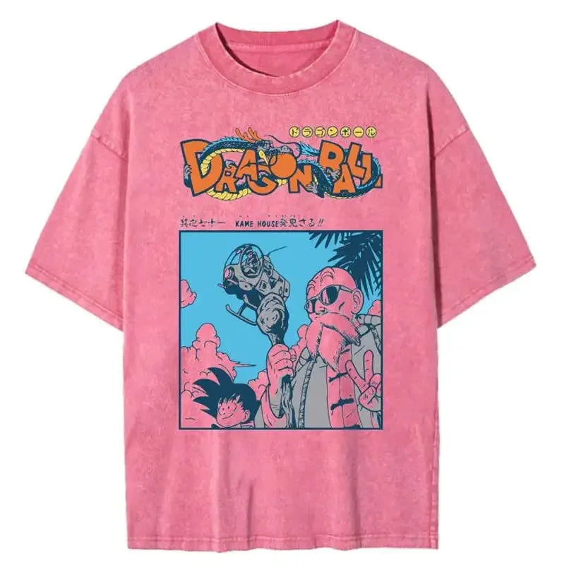 "KAME HOUSE" - Turtle Hermit - DB Series Anime Vintage \ Acid Washed T-Shirt