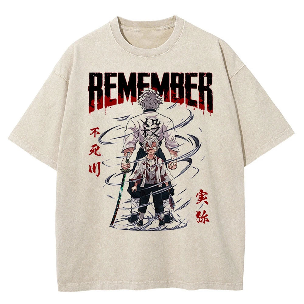 "REMEMBER" -  San-Shi  - Slayer Corps  Anime Vintage \ Acid Washed T-Shirt