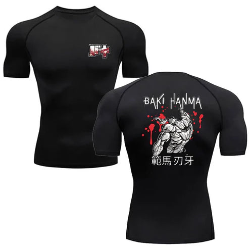 Anime - Streetwear - "THE BRAWLER" - Hanma - Baki Anime Gym Compression Fit T-Shirts| V-1 - Alpha Weebs