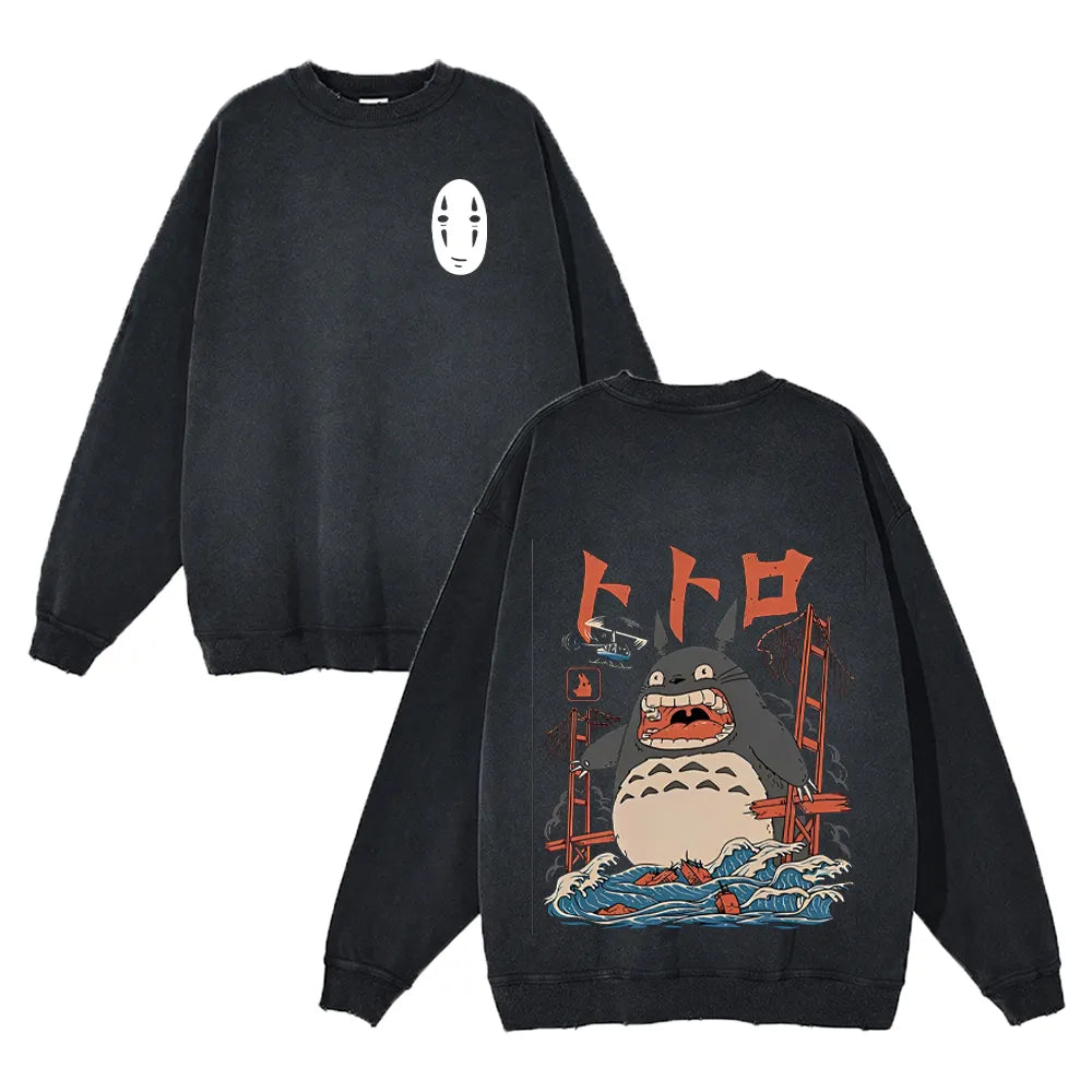 Studio Ghibli Anime Vintage / Acid Washed Oversized Sweatshirt V2