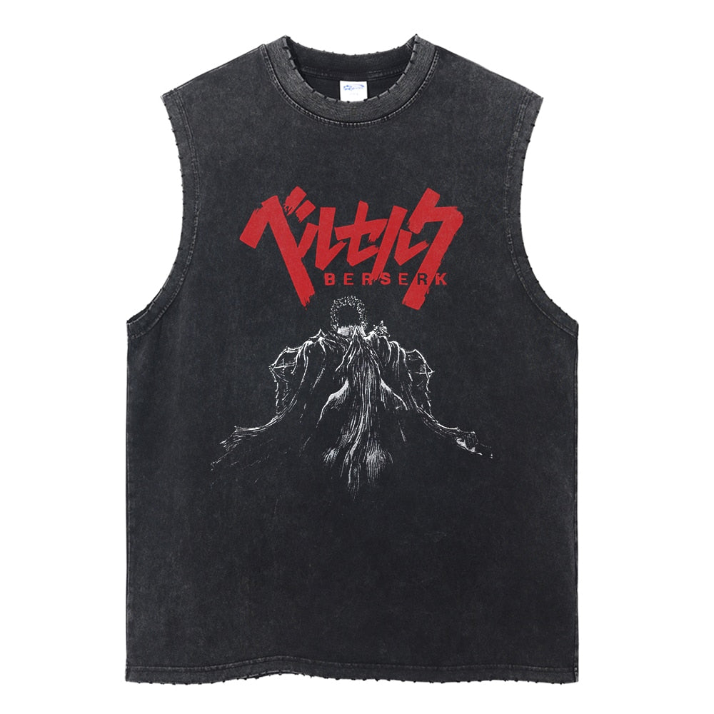 "BERSERKER ARMOR" - Guts - Berserk Anime Vintage / Acid Washed Tank Top