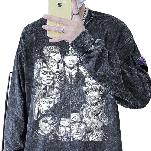Anime - Streetwear - "PHANTOM TROUPE" - Hunter X Hunter Anime Vintage / Acid Washed Oversized T-shirt - Alpha Weebs