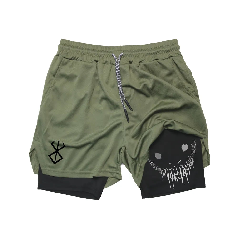 Anime - Streetwear - "GO BERSERK" -Berserk Guts Anime Gym Shorts - Alpha Weebs
