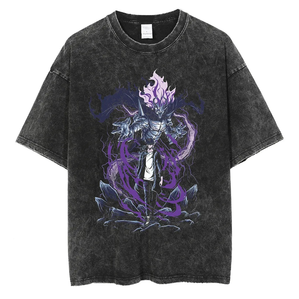 "BERU'S SHADOW" - Sung Jinwoo - Solo Leveling Anime Vintage / Acid Washed T-Shirt