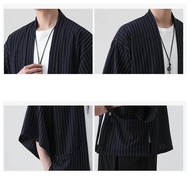 "PINSTRIPE KIMONO" Japanese Streetwear Anime Jacket
