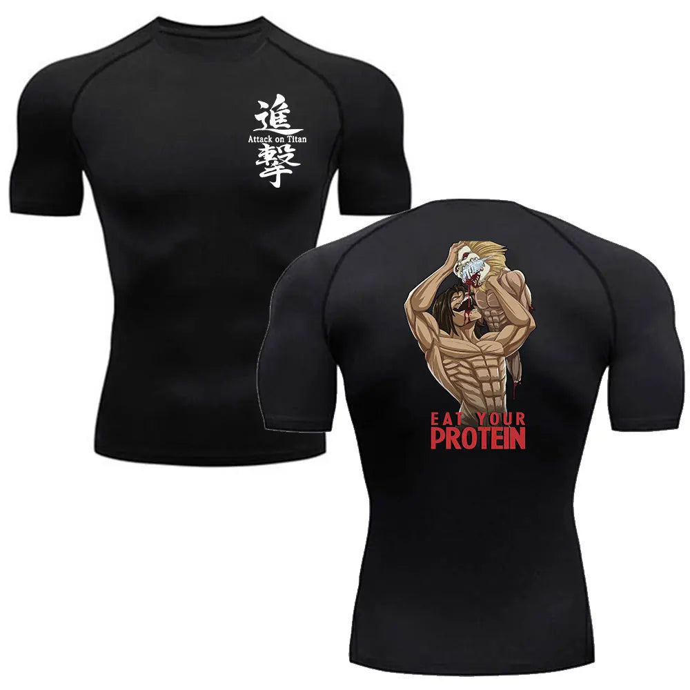 Anime - Streetwear - "THE WALLS FURY" - Eren Yeager - AOT Anime Gym Compression Fit T-Shirts | 3 Options - Alpha Weebs