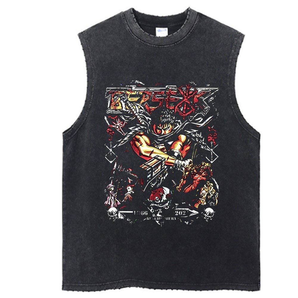 Berserk Anime Vintage Washed Guts Sleeves Tank Top