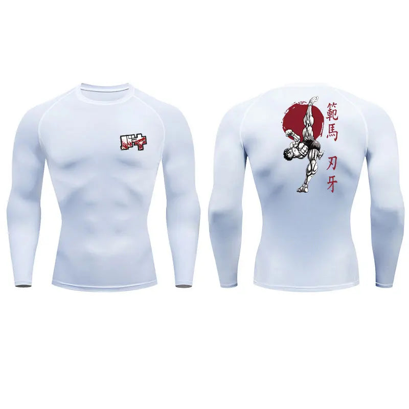 Anime - Streetwear - "UNWAVERING WILL" - Baki Anime Gym Compression Fit Long-Sleeve T-Shirts | 4 Colors - Alpha Weebs