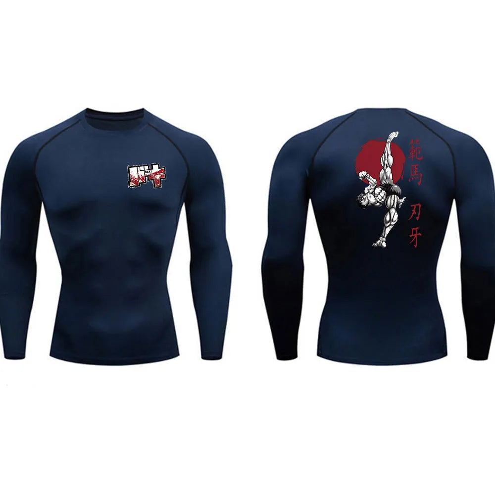 Anime - Streetwear - "UNWAVERING WILL" - Baki Anime Gym Compression Fit Long-Sleeve T-Shirts | 4 Colors - Alpha Weebs