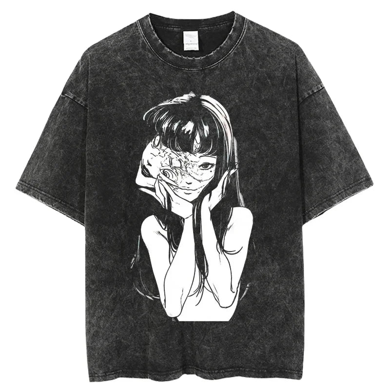 "FEMME FATALE" - Tomie Kawakami - Junji Ito Anime Vintage \ Acid Washed T-Shirt