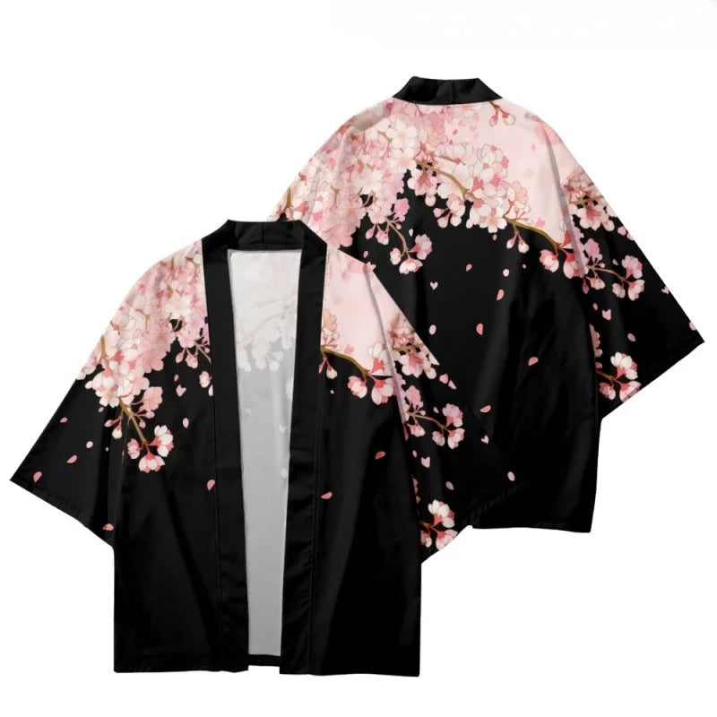 Anime - Streetwear - "HAPPI" - Cherry Blossom Kimono - Japanese Streetwear Anime | 3 Options - Alpha Weebs