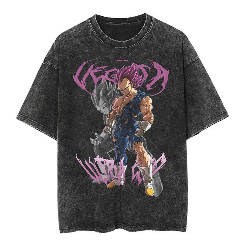 "EGO" - DBZ Anime Vegeta Oversized Vintage Washed T-Shirts