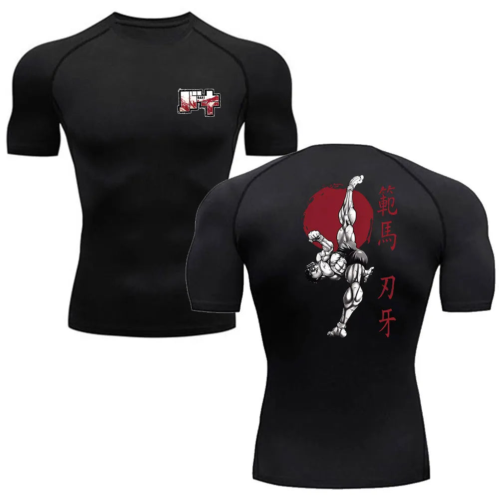 Anime - Streetwear - "UNWAVERING WILL" - Hanma - Baki Anime Gym Compression Fit T-Shirts | 4 Colors - Alpha Weebs
