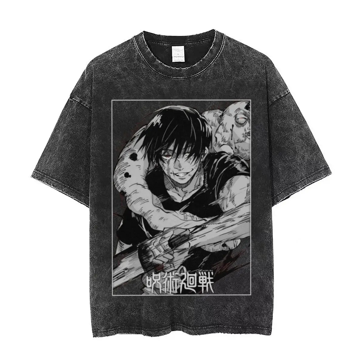 Anime - Streetwear - "ZENIN OUTCAST" - Jujutsu Kaisen Anime Fushiguro Oversized Vintage / Acid Washed T-Shirt - Alpha Weebs
