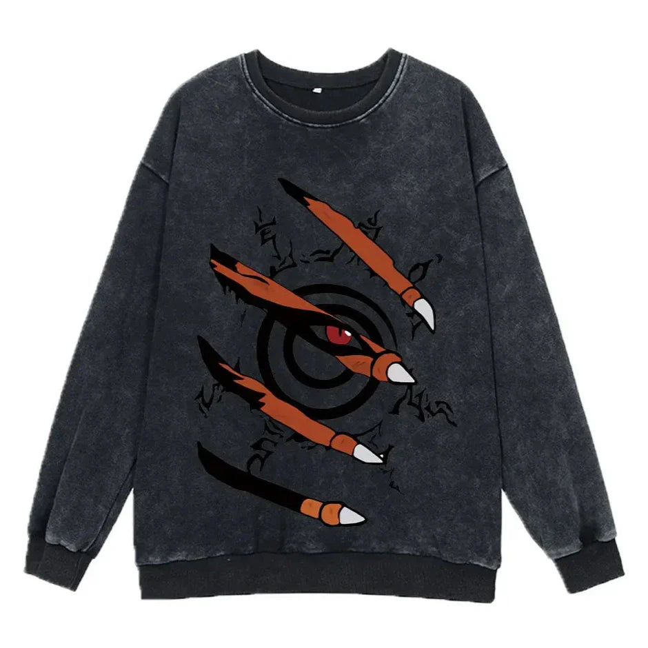 "CAGED" - Kurama - Leaf Ninja Anime Vintage / Acid Washed Oversized Sweatshirts
