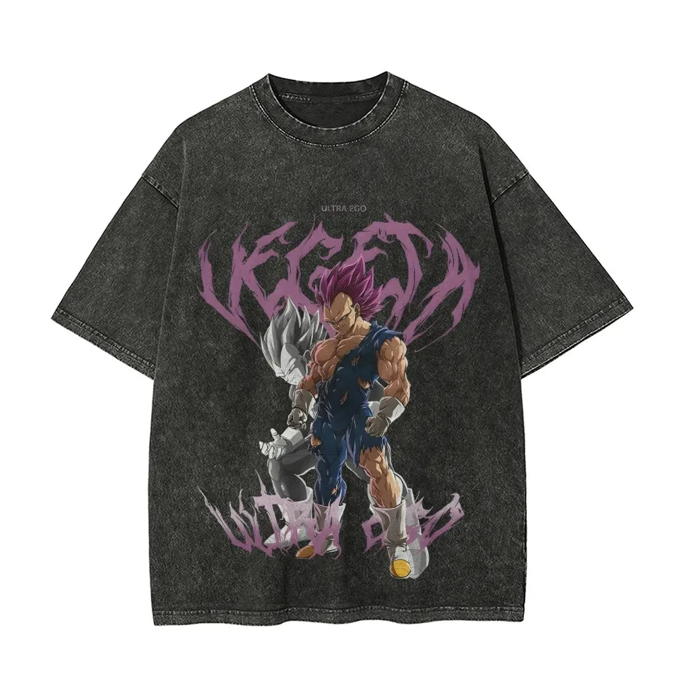 "ULTRA EGO" - Saiyan Prince - DB Series Anime Vintage \ Acid Washed T-Shirt