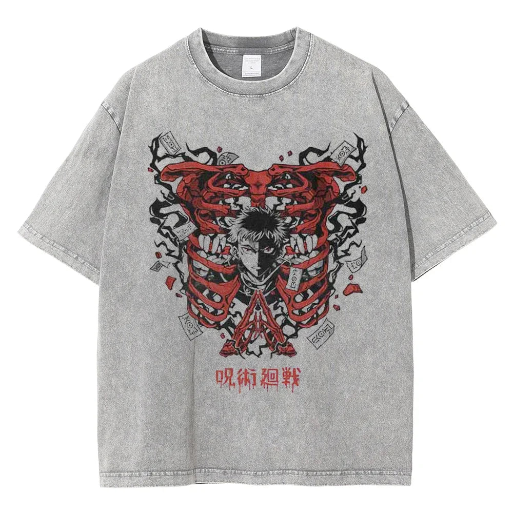 "SPIRIT" - King Of Curses - JJK Anime Vintage \ Acid Washed T-Shirt