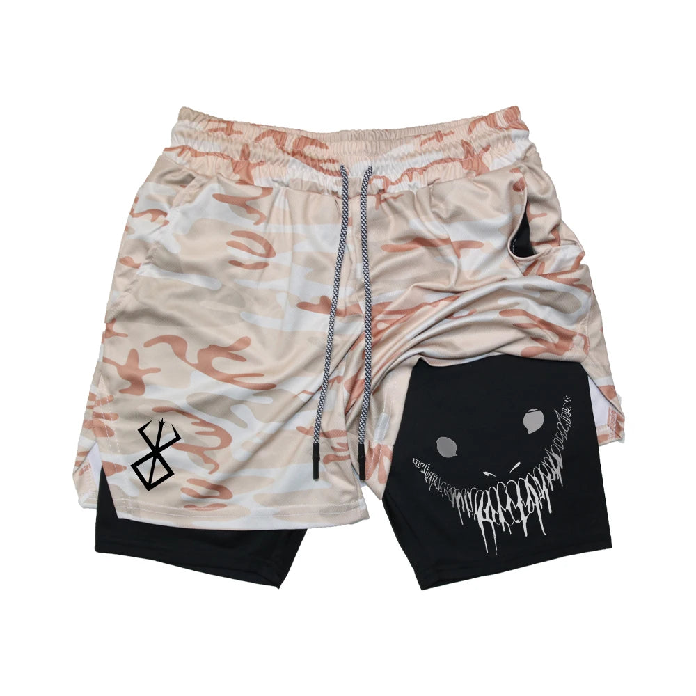 Anime - Streetwear - "GO BERSERK" -Berserk Guts Anime Gym Shorts - Alpha Weebs